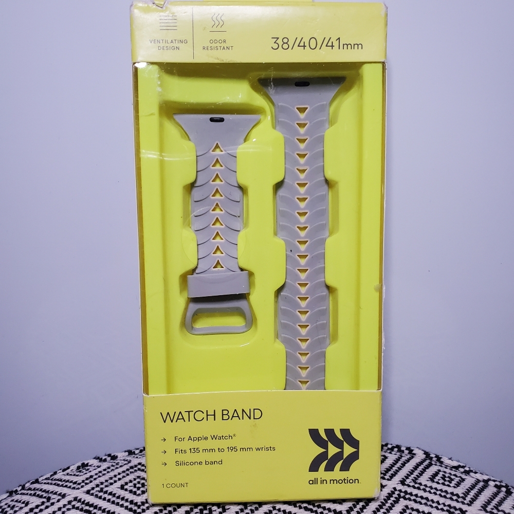 NEW Silicone Apple Watch Band 38mm 40mm 41mm Gray ALL IN MOTION Odor Resistant